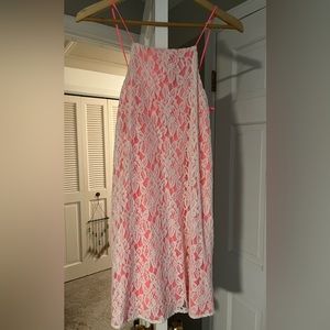 Lacy White and Hot Pink Pins and Needles Dress from Urban Outfitters